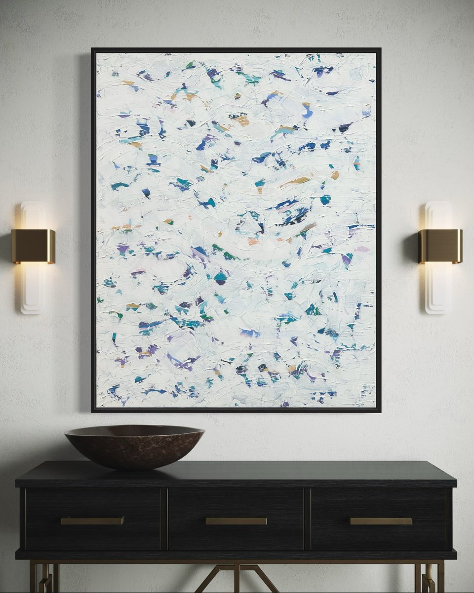 Abstract Acrylic Painting By Samantha Malone, 31 X 39", Beneath The Calm, Original Artwork