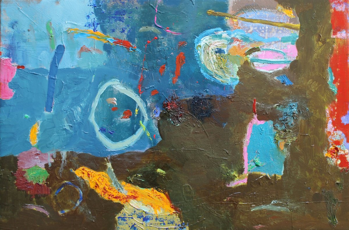 Abstract Oil Painting By Sergiy Dekalyuk, 24 X 16", Silence Of The Universe, Original Artwork