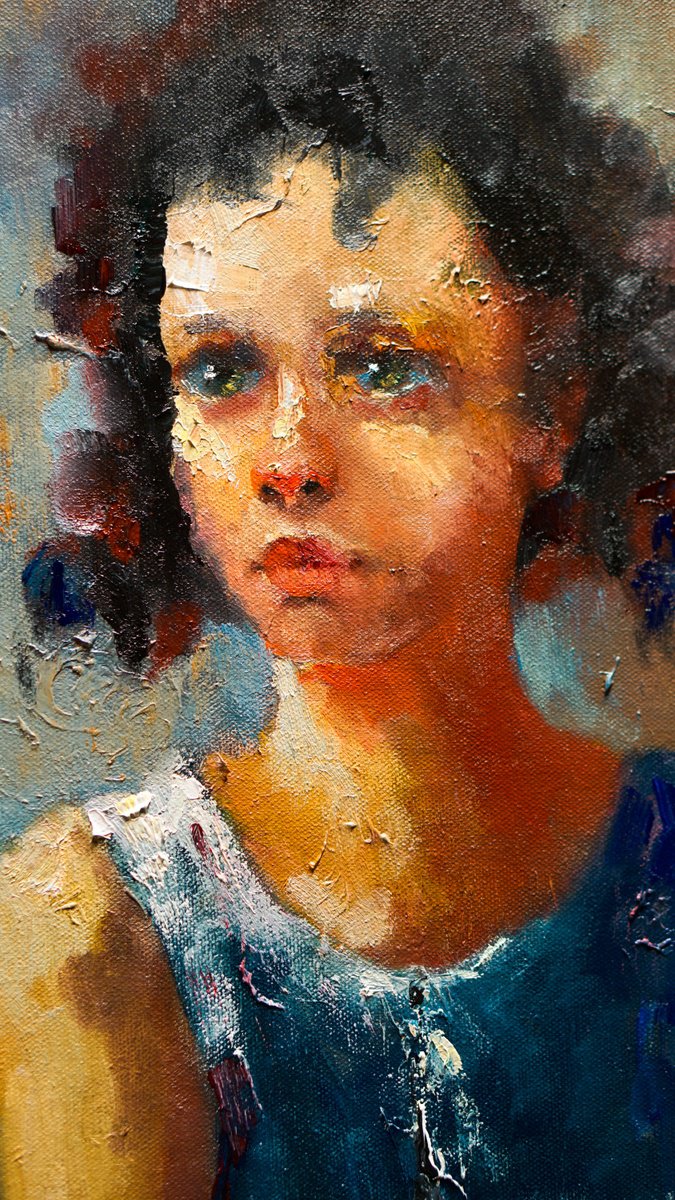 Impressionistic Portrait Oil Painting By Pavel Filin, 20 X 30", Star, Original Artwork