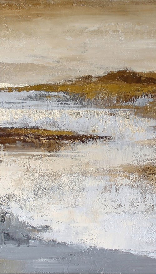 "Calabria 3" Grey cream abstract landscape by Solomia Shara