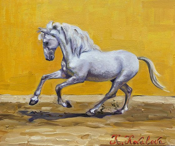 White Horse on Yellow