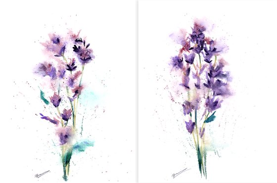Set of 2 Flowers Paintings