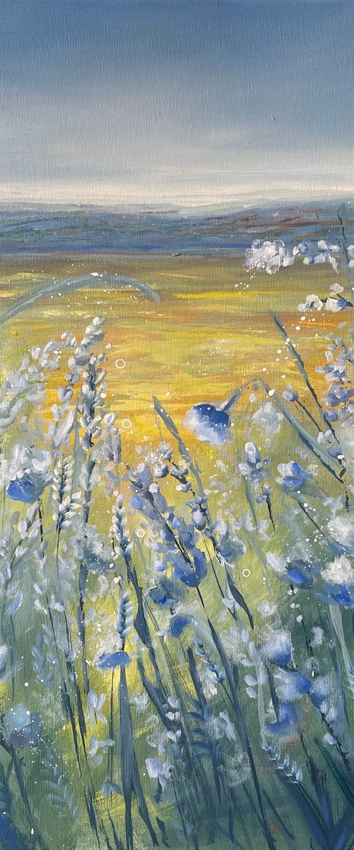 Wild flowers, crops and mountains by Emma Sian Pritchard