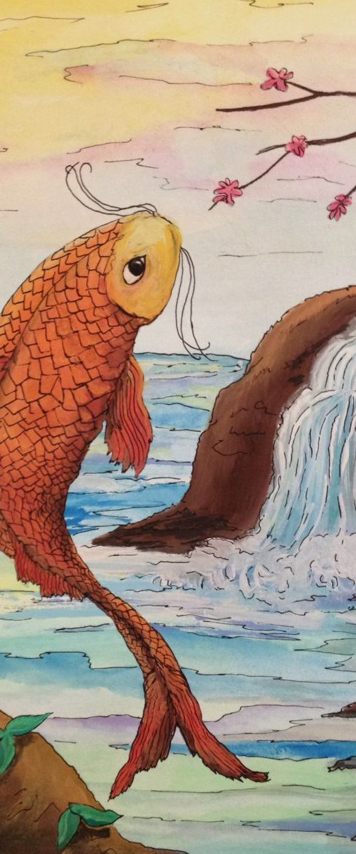 Koi Leaps to the Falls by Donna Daniels