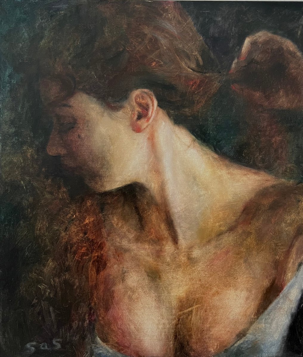 Impressionistic Portrait Oil Painting By Liubou Sas, 24 X 28", Preference, Original Artwork