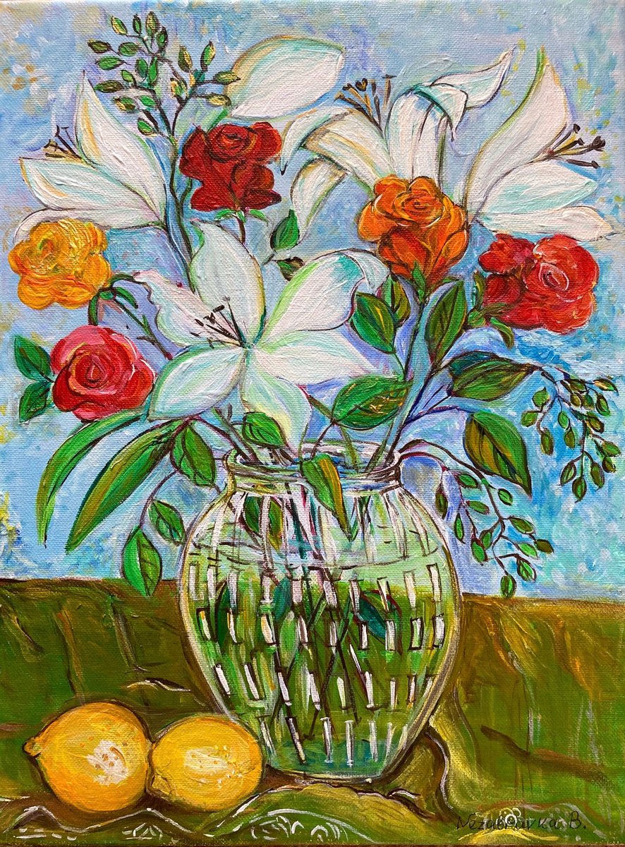 Roses and Lilies by Nezabravka Balkanjieva