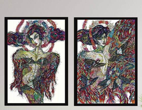 Sirin&Alkonost. Diptych