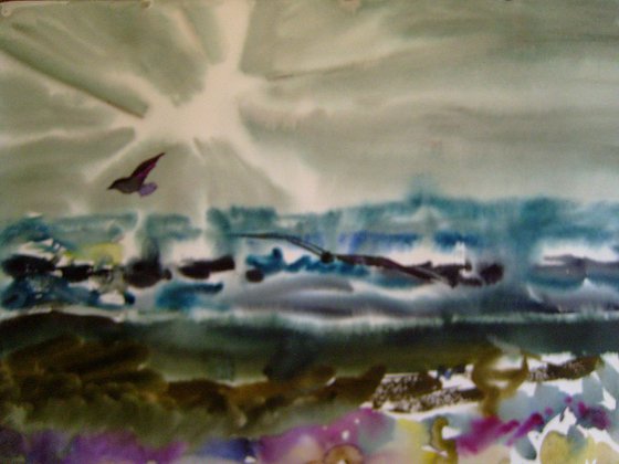 Breath of the Sea, watercolor painting 61x43 cm