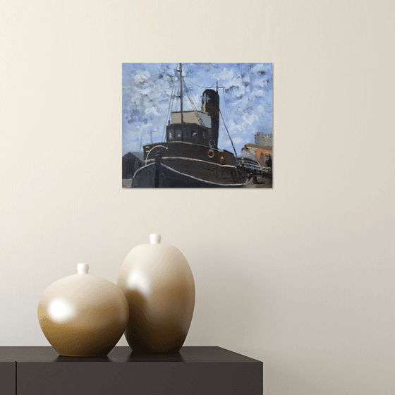 Steam Tug CERVIA An impressionist oil painting