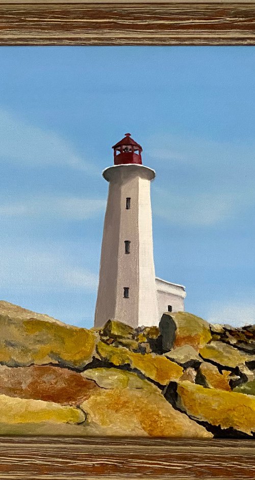 New  Scottia Light House Oil Painting fully framed 12x16 by Mary Gullette