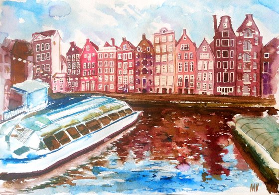 Inspired by Amsterdam. - ORIGINAL WATERCOLOR PAINTING.