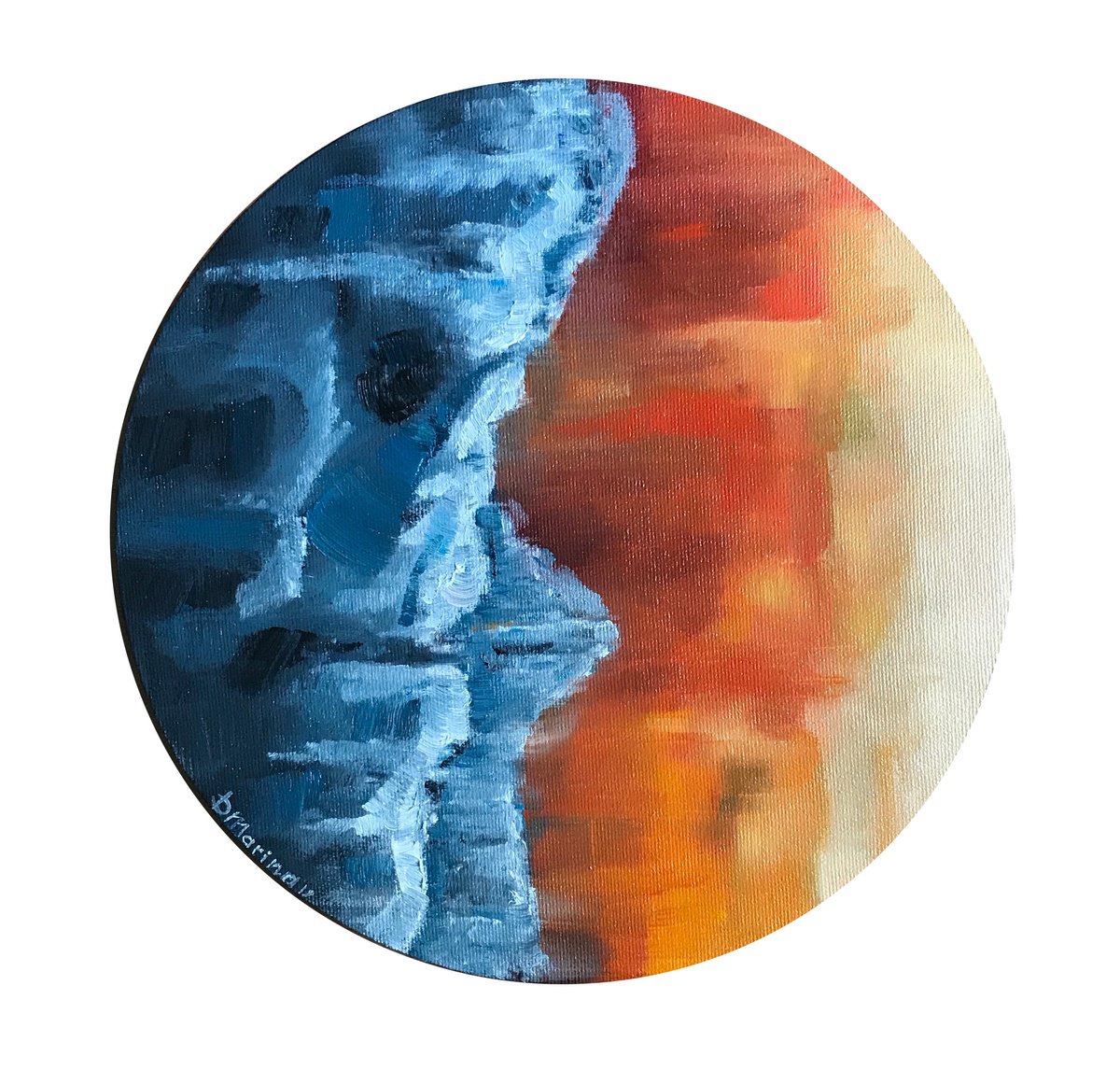 Expressive Landscape Oil Painting By Marina Deryagina, 16 X 16", Ocean A, Original Artwork