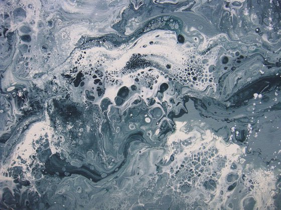 "Silver Seascape"  LARGE Acrylic Painting 70x100 cm