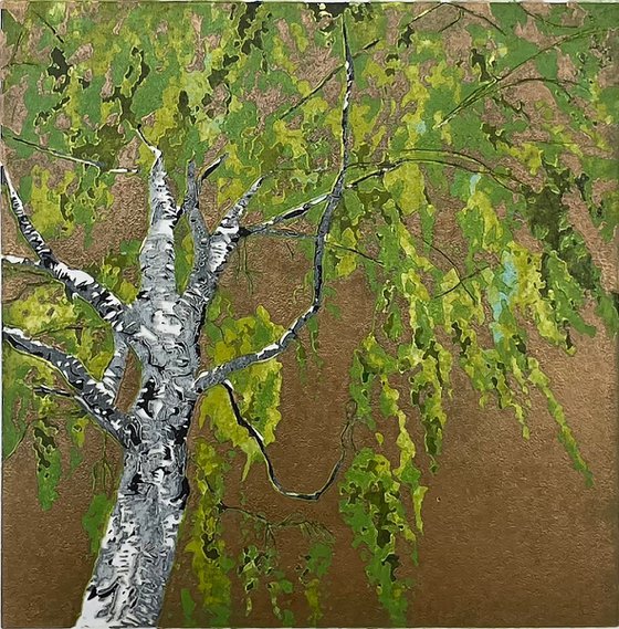 Birch Tree Linocut Print