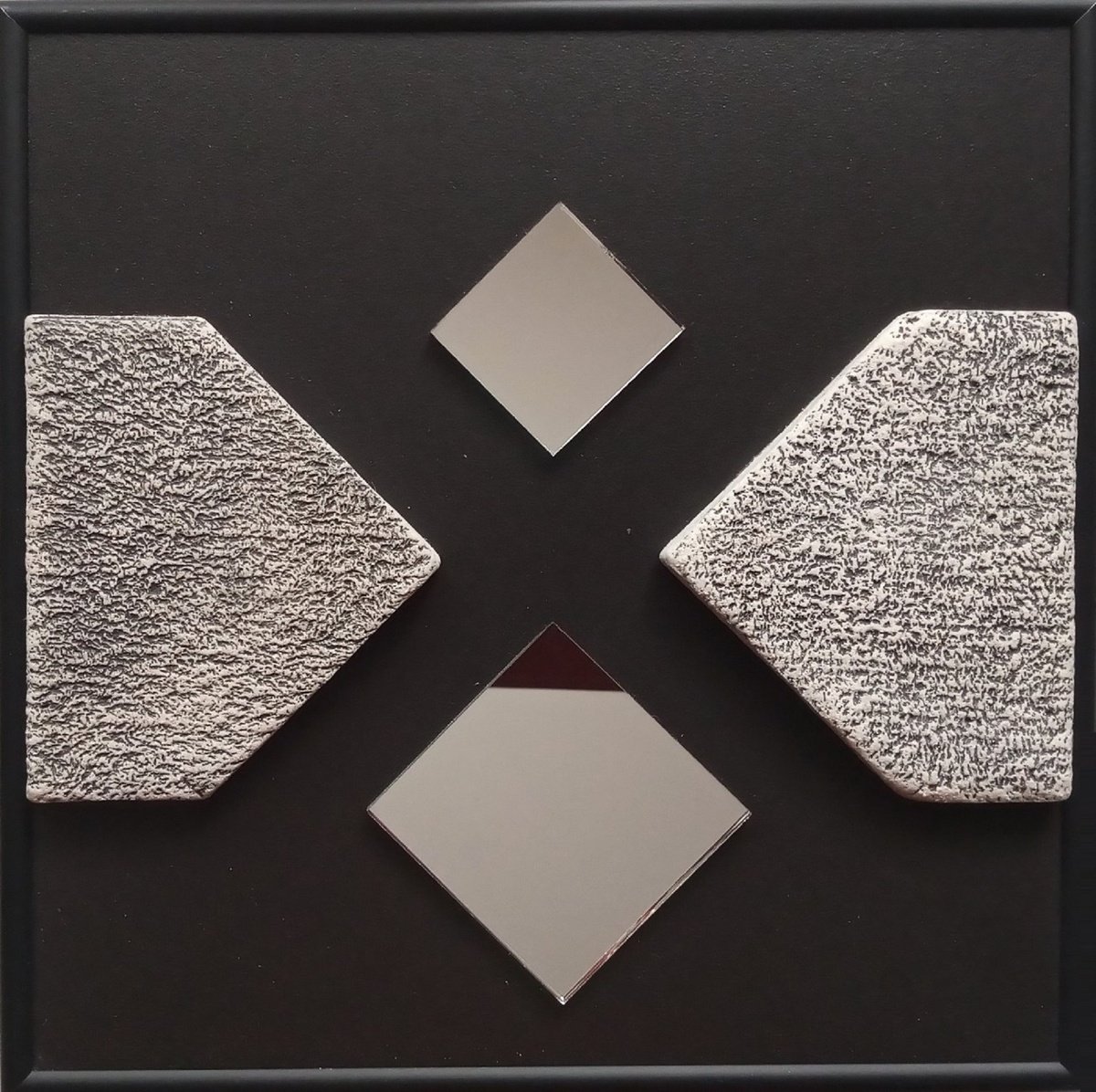 Geometric Abstract Collage By Rossitza Trendafilova, 8 X 8", "Mirrored Spaces Ii", Original Artwork