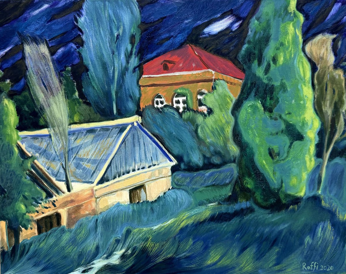 - Courtyard View - By Raffi Ghazaryan, 20 X 16, Artwork For Sale On Artfinder