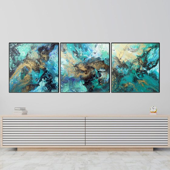Abstract large triptych