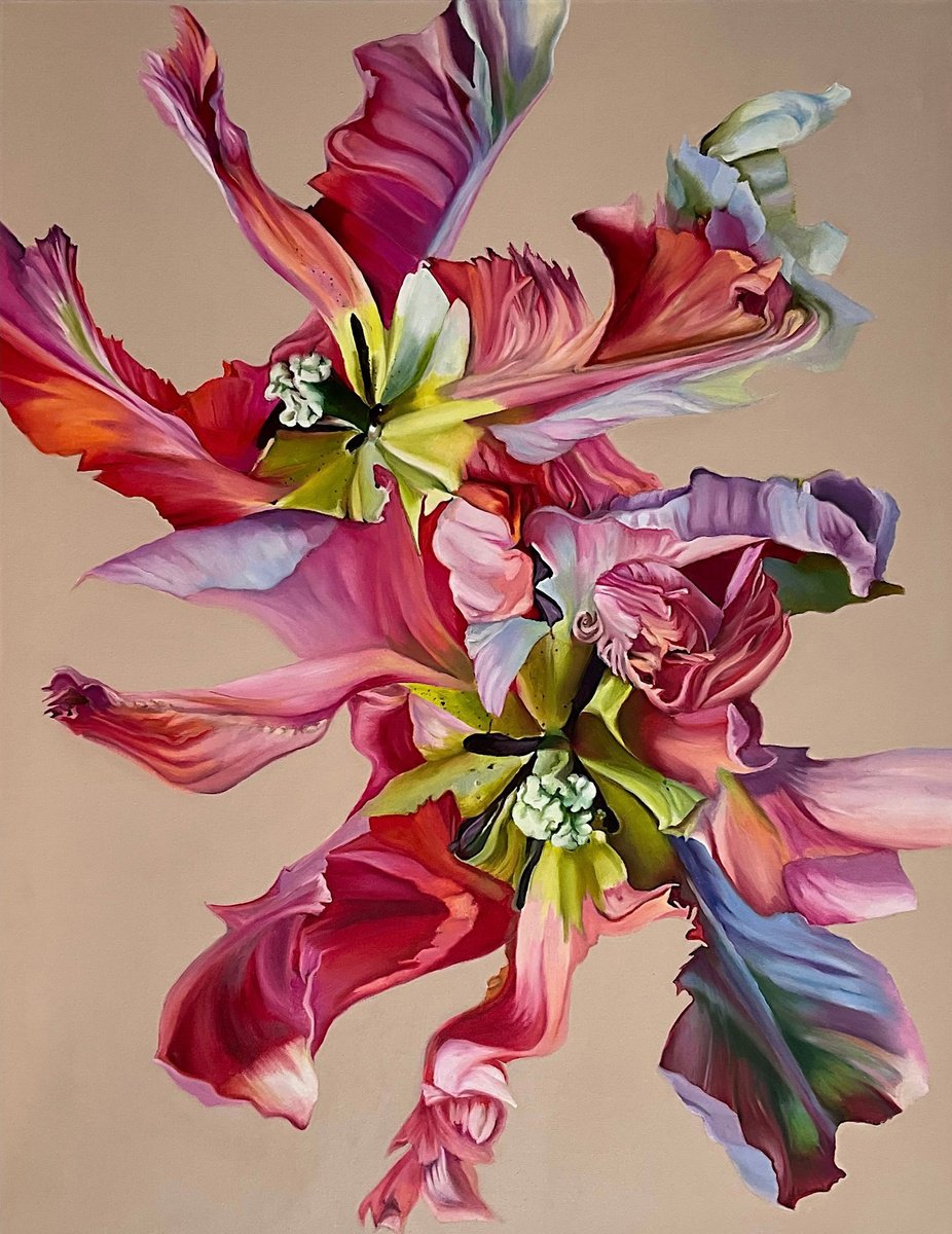 Abstract Botanical Oil Painting By Natalia Lugovskaya, 39 X 51", ????????. ????????., Original Artwork