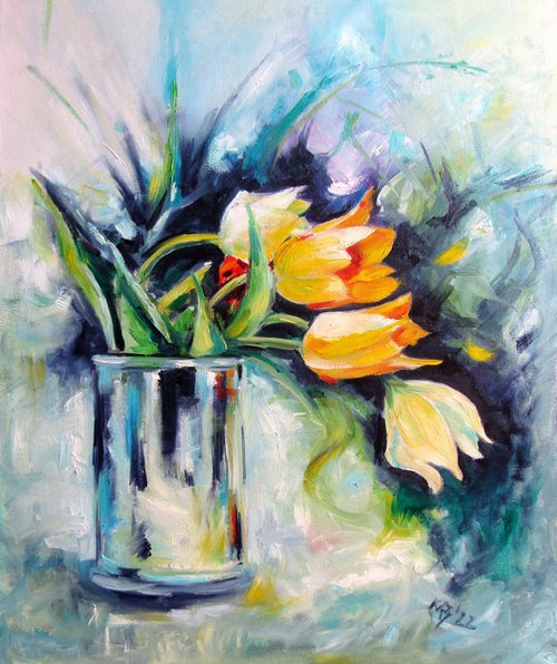 Still life with some tulips by Kovács Anna Brigitta