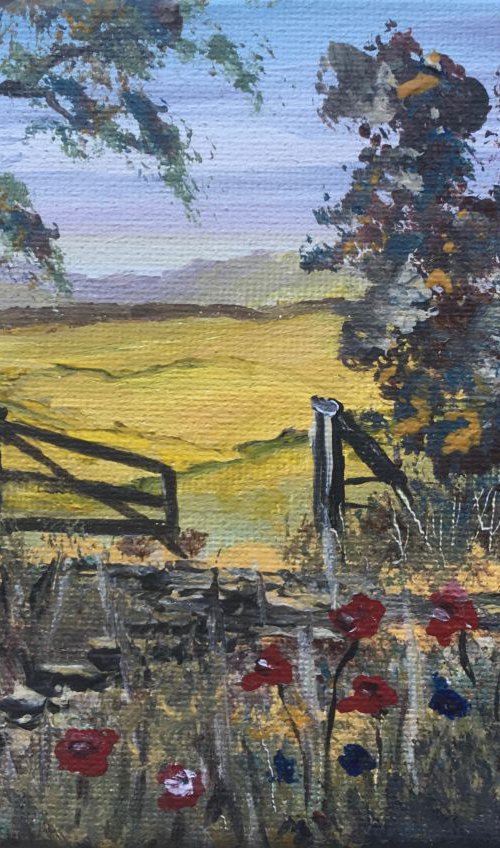 Path through the gate on a mini canvas by Marja Brown