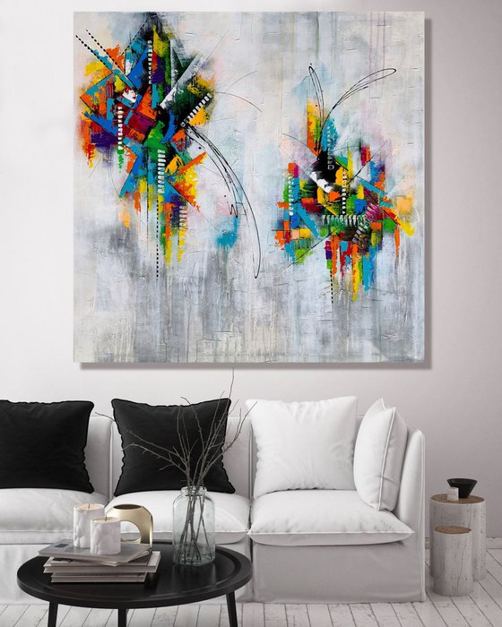 Time, Love & Tenderness  - XL LARGE,  TEXTURED, PALETTE KNIFE ABSTRACT ART – EXPRESSIONS OF ENERGY AND LIGHT. READY TO HANG!