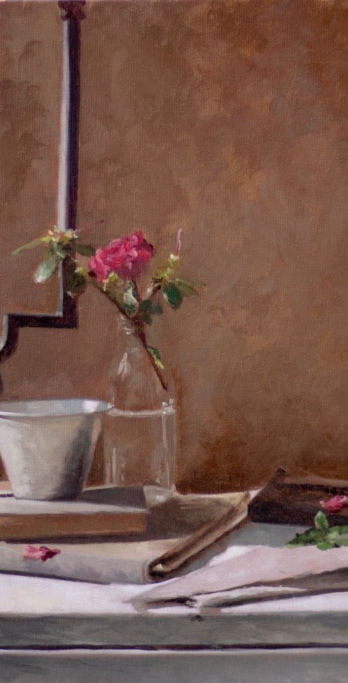Still life with books and a flower by Radosveta Zhelyazkova