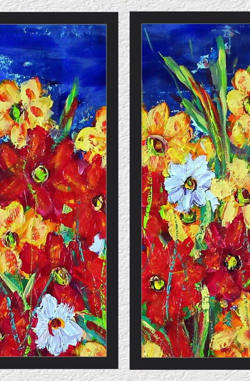 FLOWERS DIPTYCH, framed by Tomaž Gorjanc - Tomo