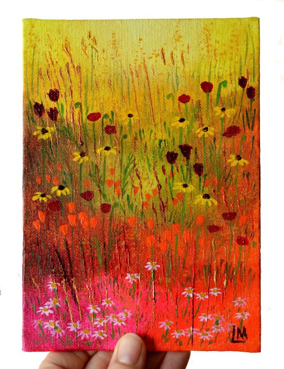 Mini Meadow 2 - poppies, rudbeckias and daisies