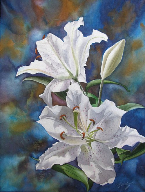 White Lilies by Alfred  Ng