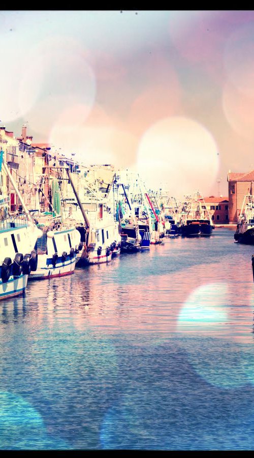 Venice sister town Chioggia in Italy - 60x80x4cm print on canvas 01066m3 READY to HANG by Kuebler
