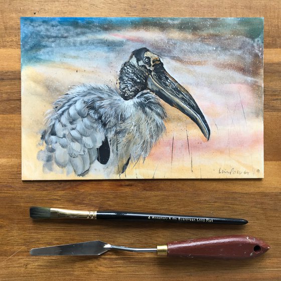 Wood Stork - oil painting