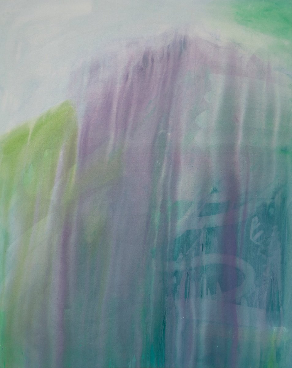 Abstract Botanical Acrylic Painting By Simon Findlay, 55 X 69", Lavender Vine, Original Artwork