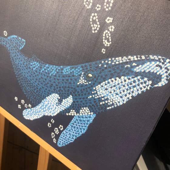 Humpback Whale - pointillism painting