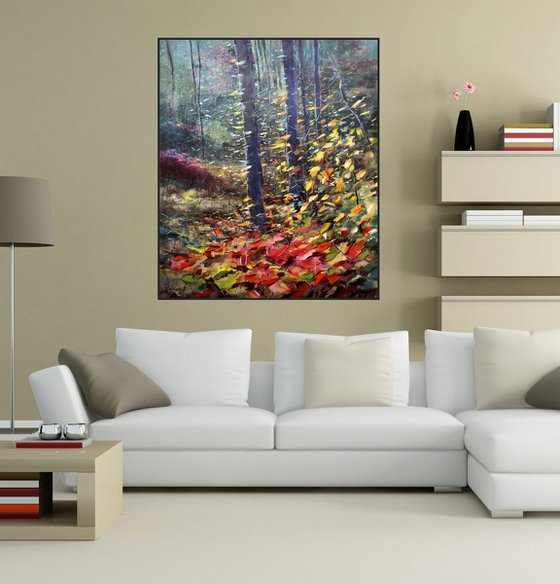 FOREST COLORS. Large painting 90x120cm