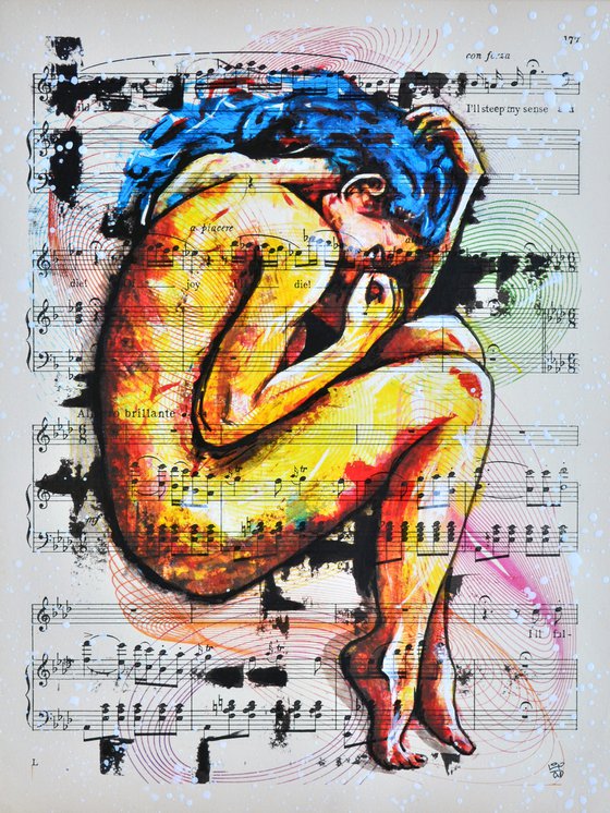 Time Lapse - Collage Art on Real Vintage Sheet Music Page
