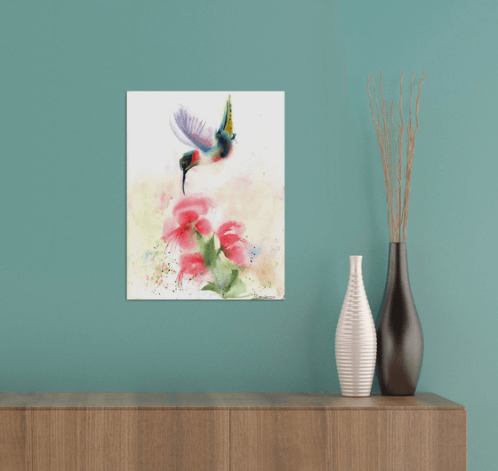 Hummingbird with flower (3)