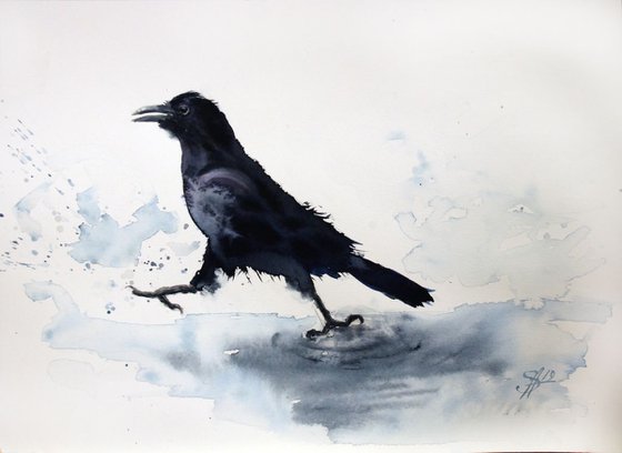 RAVEN IV / FROM THE ANIMAL PORTRAITS SERIES / ORIGINAL WATERCOLOR PAINTING
