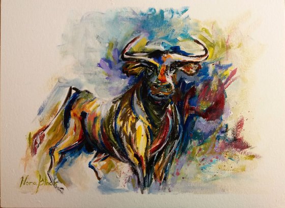 "El Toro", original acrylic painting on paper, 30x40cm