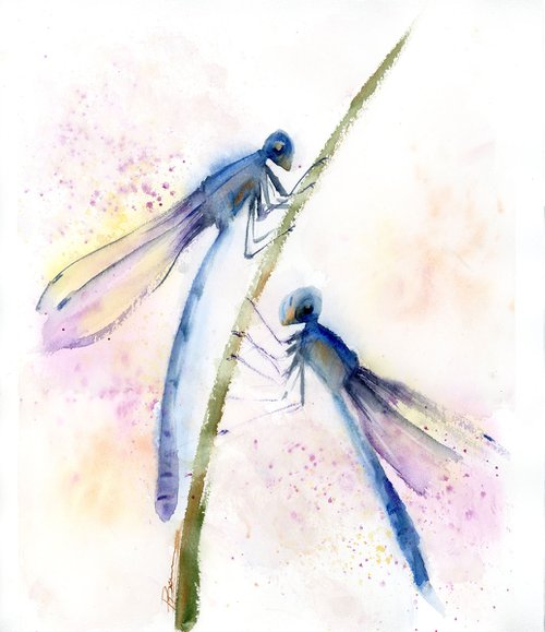 Pair of Dragonflies by Olga Shefranov (Tchefranov)