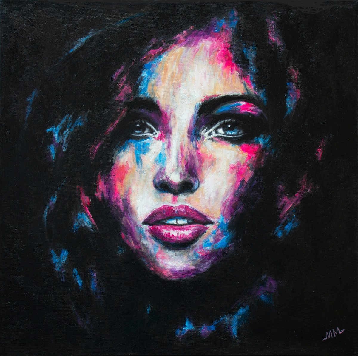 Expressive Portrait Oil Painting By Mila Moroko, 18 X 18", Eva, Original Artwork