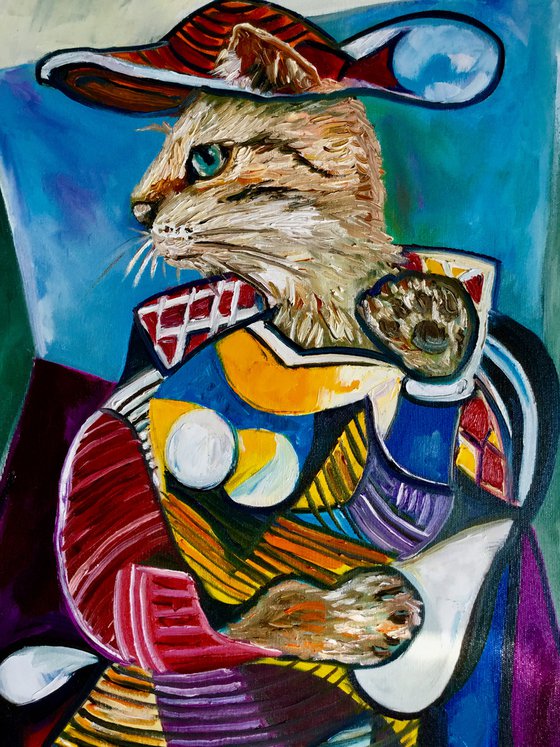 Cat version of Picasso painting FOR CAT LOVERS GIFT IDEA FELINE ART