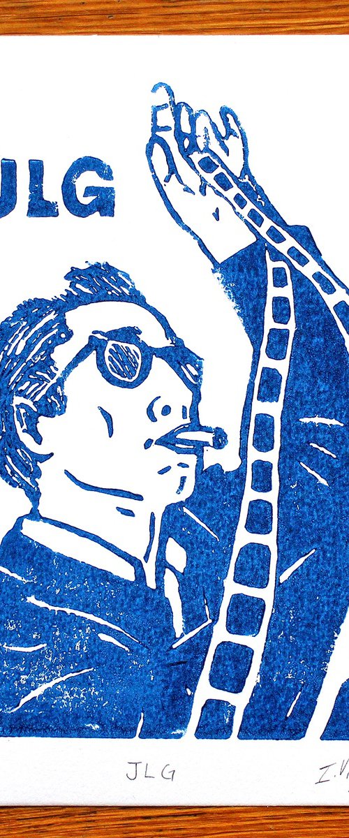 Jean-Luc Godard Linocut Print by Ian Viggars