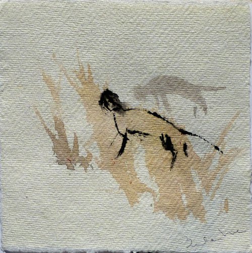 Two Cats in the garden 1, 16x16 cm by Frederic Belaubre