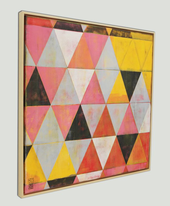 Traffic Pink Triangle - Incl Frame - 33.5x33.5" - 85x85CM - Ronald Hunter - 1M