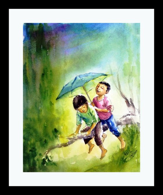 Children in rain - Joys of Childhood Friendship 5