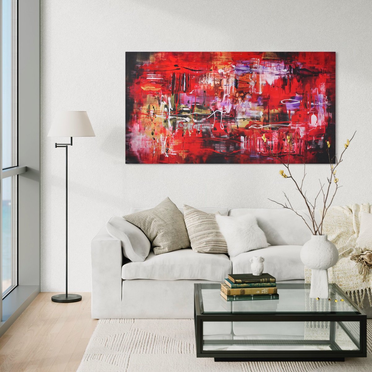 Expressive Abstract Acrylic Painting By Paresh Nrshinga Frsa, 60 X 32", Take A Chance, Original Artwork