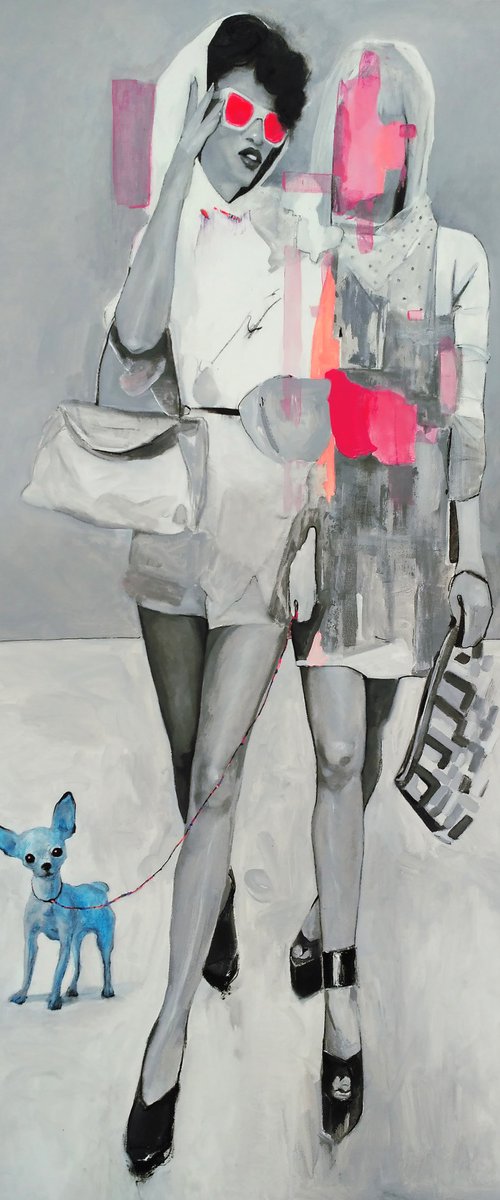 "Blue puppy" Painting by Anastasia Balabina by ANASTASIA BALABINA