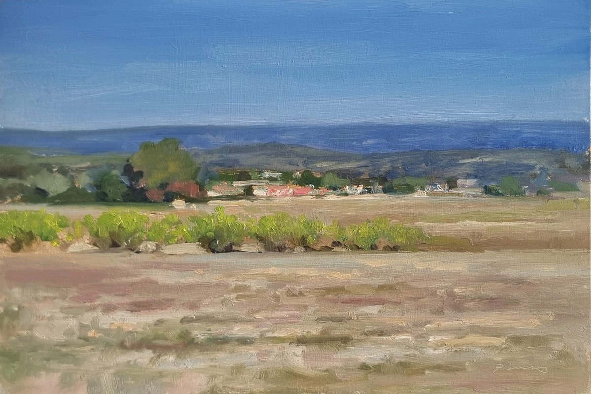 Impressionistic Landscape Oil Painting By Pascal Giroud, 12 X 8", Vineyards Near Goult, Original Artwork