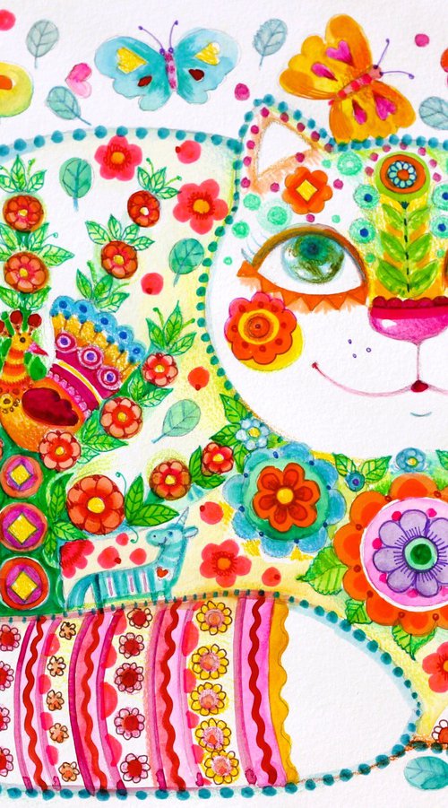 The Butterfly Garden Cat by Oxana Zaika