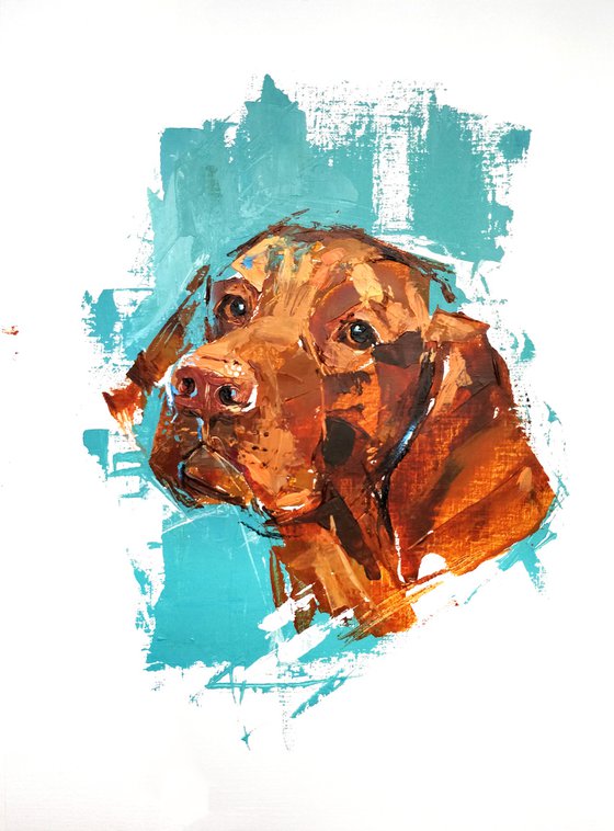 Vizsla portrait | acrylic on paper | unframed